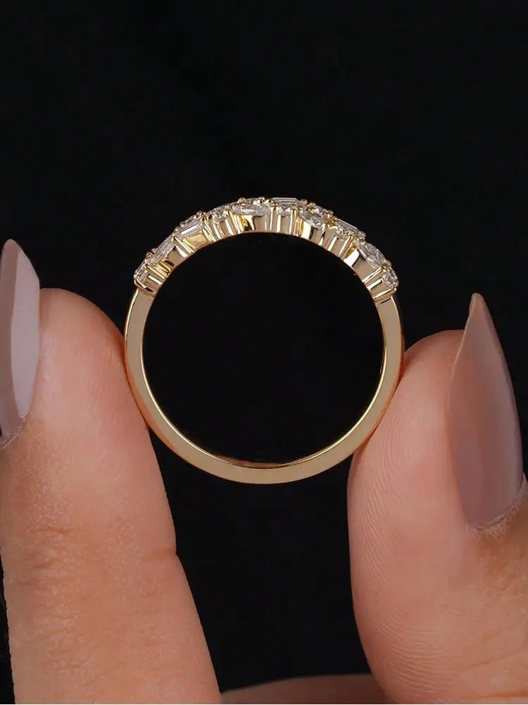 925 Sterling Silver Gorgeous Rectangle Marquise Round Zircon Double Ring For Women Engagement Wedding High Quality Fine Jewelry