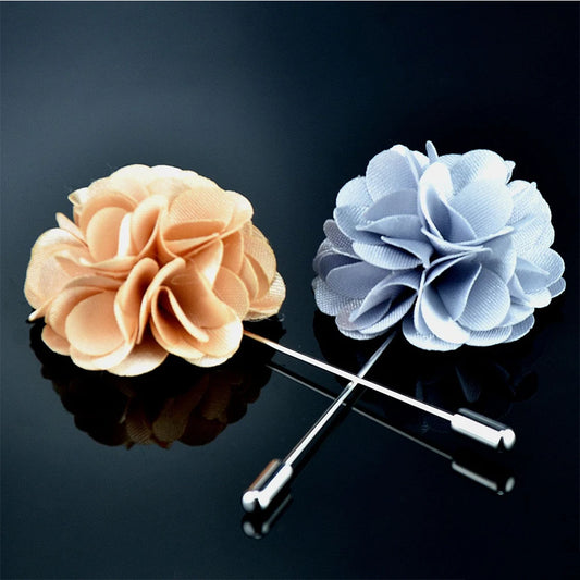 Handmade Men's Brooches Floral Lapel Pin for Men Suit Long Neddle Fabric Flower Brooch Pins for Wedding Fashion Mens Jewelry