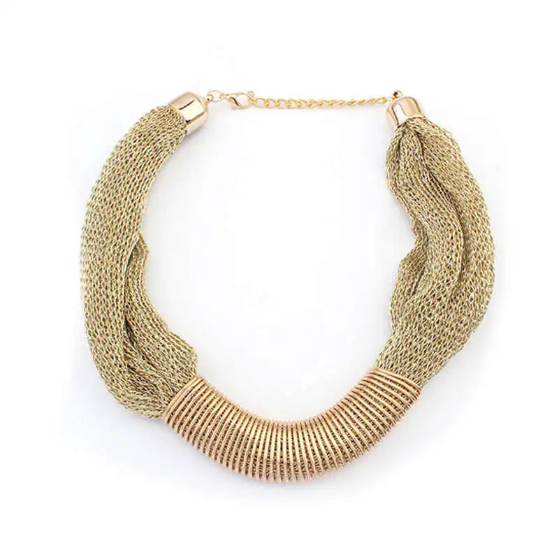 Wide Gold Mesh Choker Necklace | Chunky Net Statement Chain & Bib Collar for Women