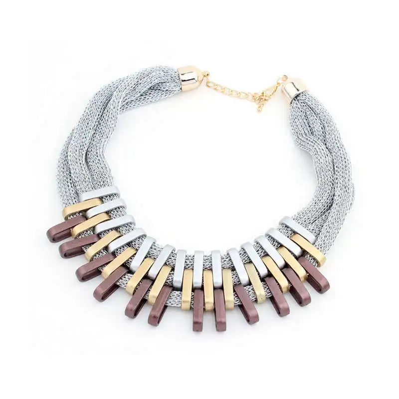 Wide Gold Mesh Choker Necklace | Chunky Net Statement Chain & Bib Collar for Women