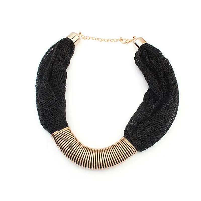 Wide Gold Mesh Choker Necklace | Chunky Net Statement Chain & Bib Collar for Women