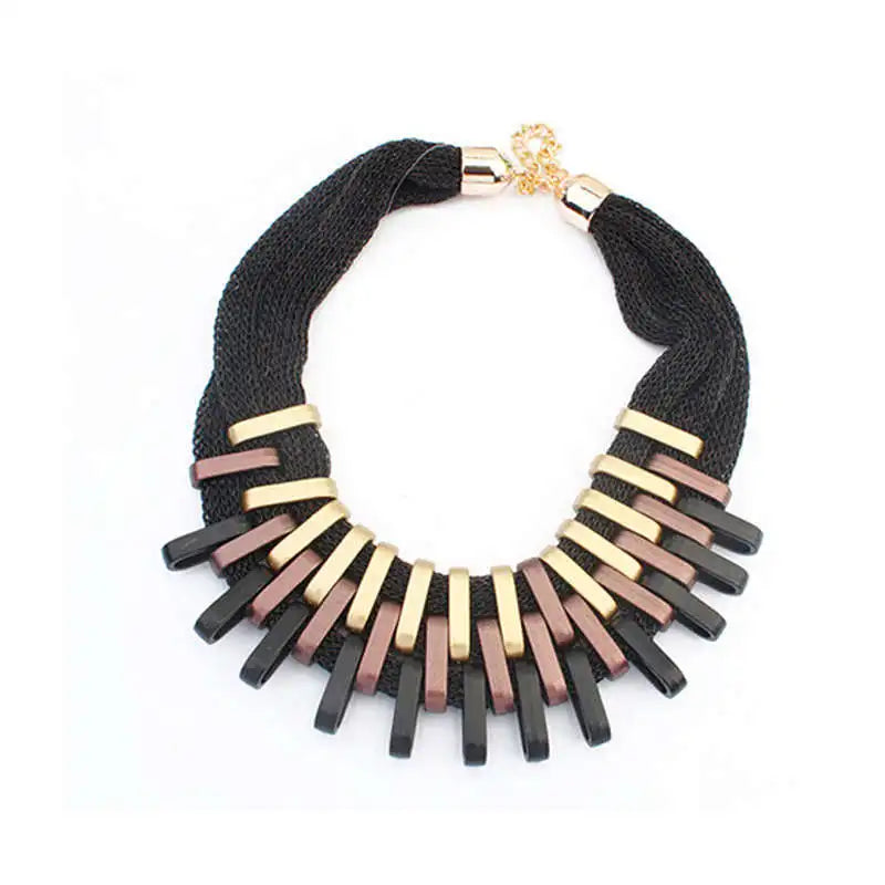 Wide Gold Mesh Choker Necklace | Chunky Net Statement Chain & Bib Collar for Women