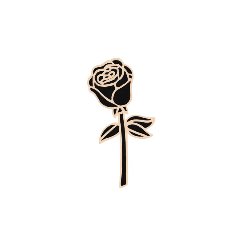 Fashion Flower Lapel Pin Women Badge 2PC Red Black Rose Design Metal Brooch Pins Couple Romantic Gift Dating Wedding Jewelry