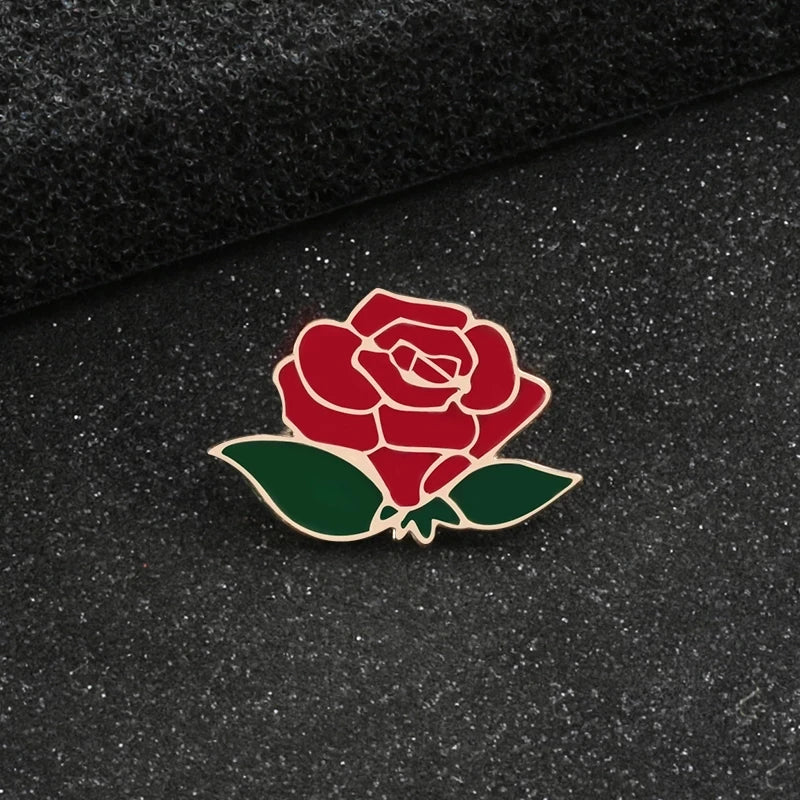 Fashion Flower Lapel Pin Women Badge 2PC Red Black Rose Design Metal Brooch Pins Couple Romantic Gift Dating Wedding Jewelry