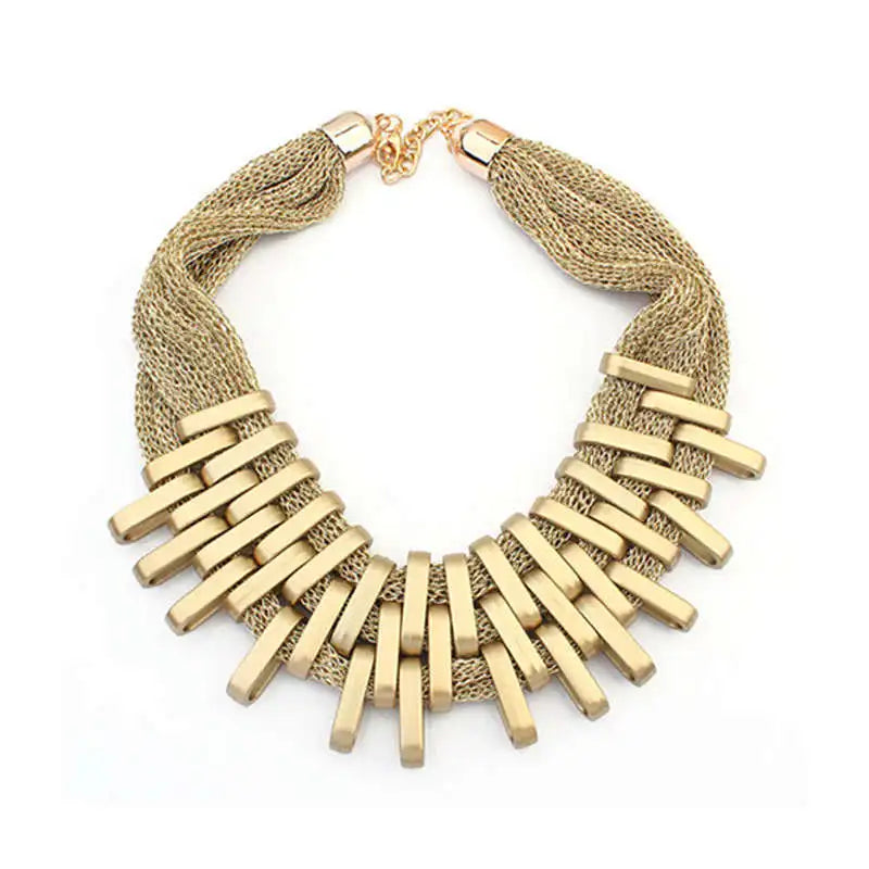 Wide Gold Mesh Choker Necklace | Chunky Net Statement Chain & Bib Collar for Women
