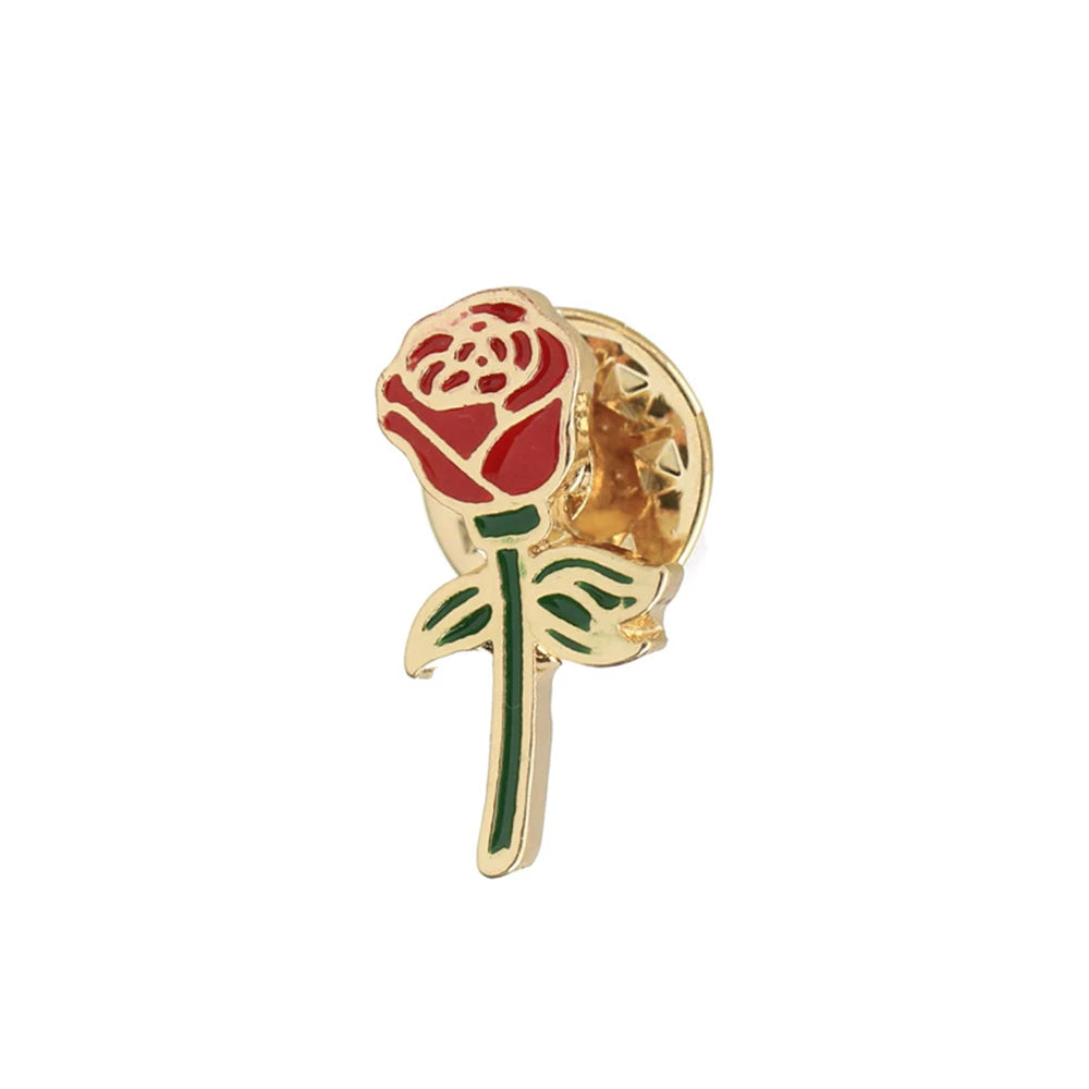 Fashion Flower Lapel Pin Women Badge 2PC Red Black Rose Design Metal Brooch Pins Couple Romantic Gift Dating Wedding Jewelry