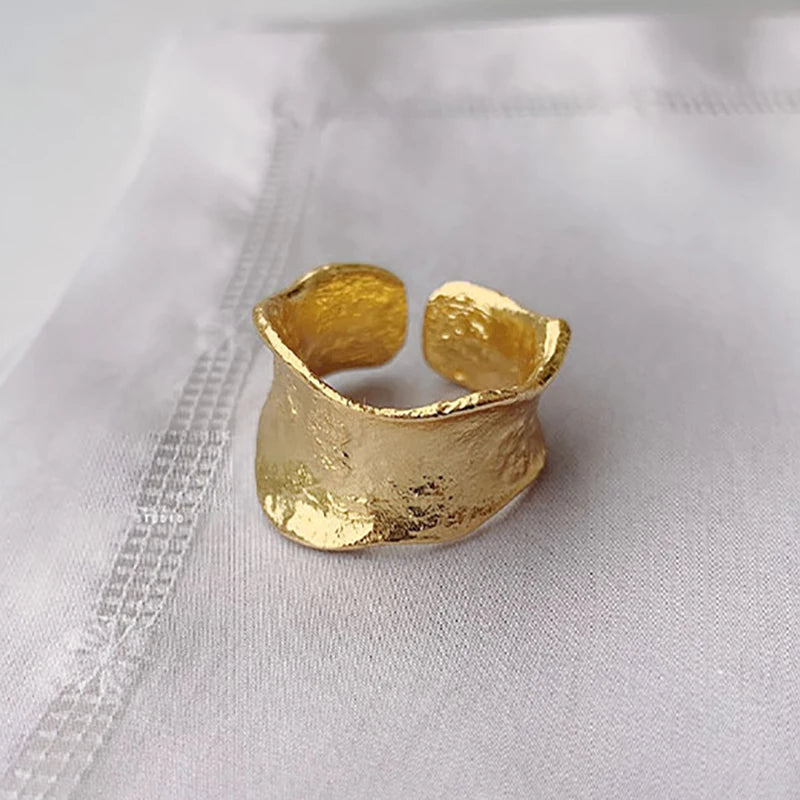 Chunky Gothic Big Bling Adjustable Gold Silver Color Rings For Women Ladies Luxury Irregular Geometric Jewelry Gifts SR2255