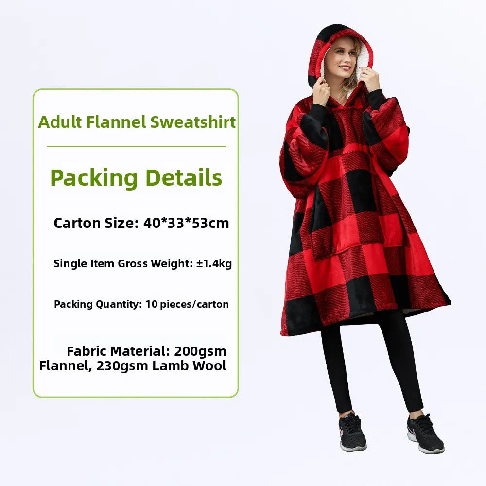 Oversized Double Layered Women's Hoodie Blanket Fd Thiened Winter Faion Casual Comfortable Fit Tee-acetate Fiber 00%