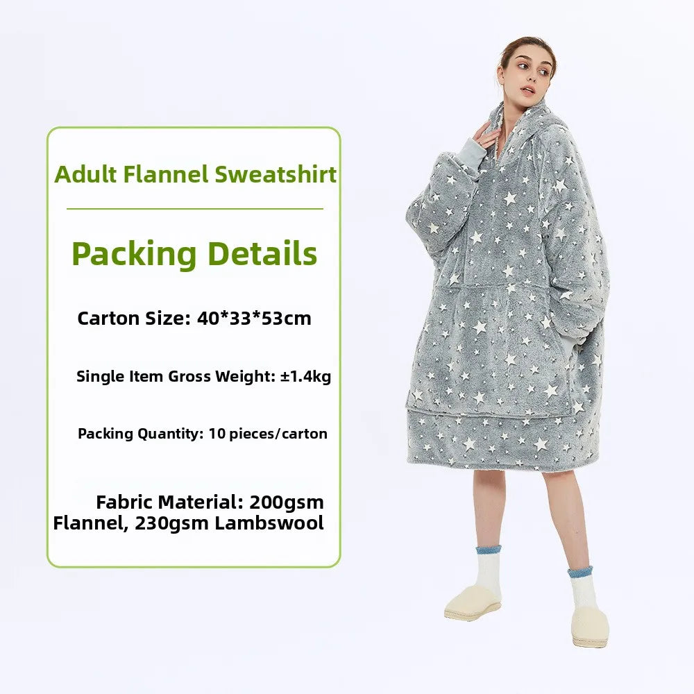 Oversized Double Layered Women's Hoodie Blanket Fd Thiened Winter Faion Casual Comfortable Fit Tee-acetate Fiber 00%