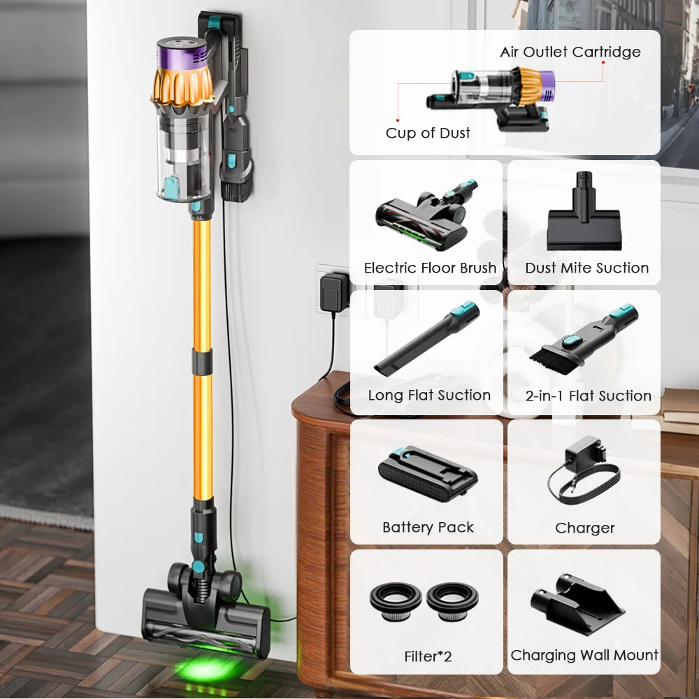 COTIAR V22 Cordless Vacuum Cleaner 650W 55000PA Home Appliance Handheld Vacuum Cleaner Cleaning Supplies Removable Battery
