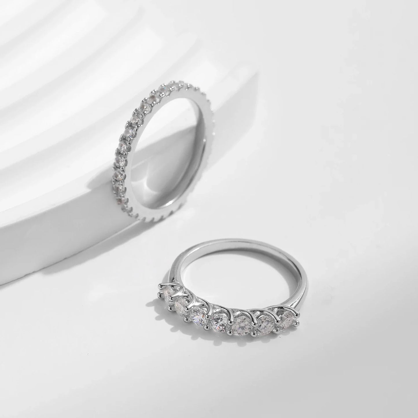 MODIAN Moissanite Wedding Band 925 Sterling Silver Ring Platinum Plated Lab Diamond Stackable Crown Jewelry For Women Gifts