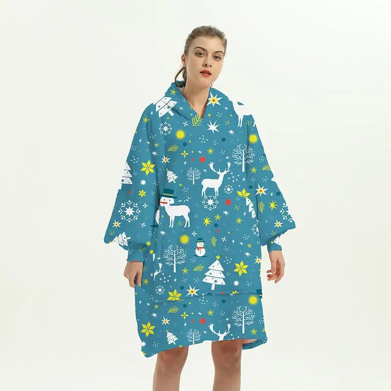 Oversized Double Layered Women's Hoodie Blanket Fd Thiened Winter Faion Casual Comfortable Fit Tee-acetate Fiber 00%