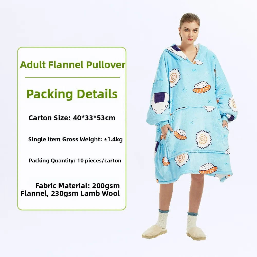 Oversized Double Layered Women's Hoodie Blanket Fd Thiened Winter Faion Casual Comfortable Fit Tee-acetate Fiber 00%