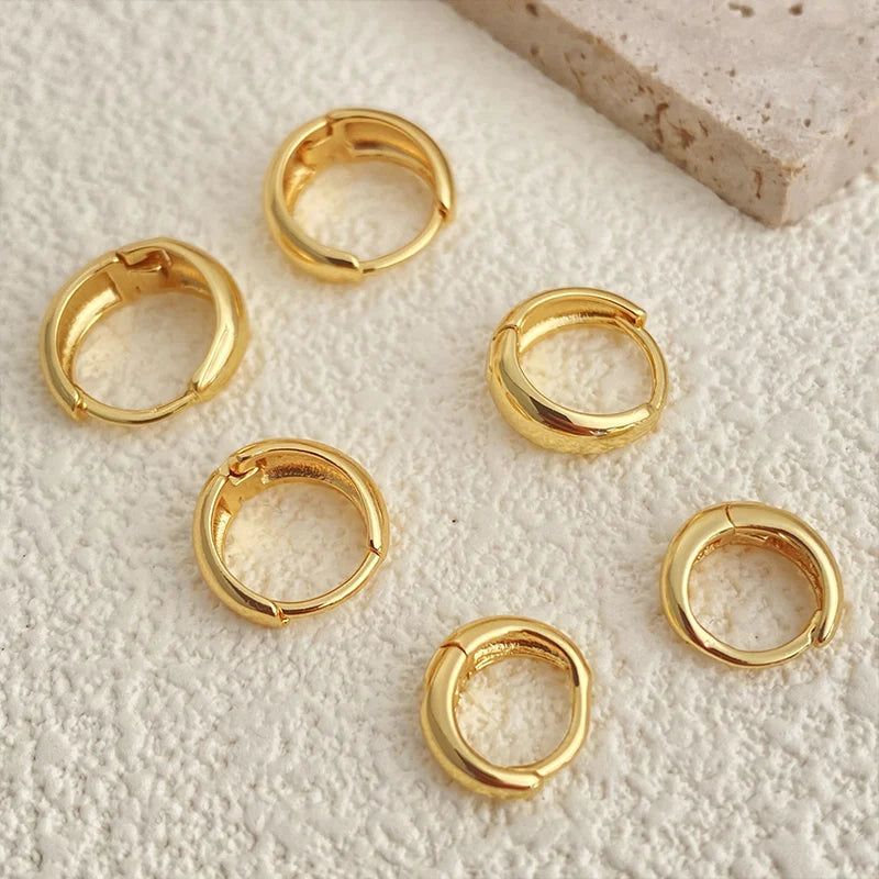 3-Pair Chunky Gold Hoop Earrings Set | Twisted & Smooth Huggie Hoops for Ear Stacking