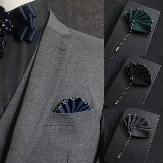Men's Suit Pocket Towel Nylon Shirt Flower Brooch Lapel Pin Bridegroom Dress Corsage Brooches For Men Wedding Jelwery