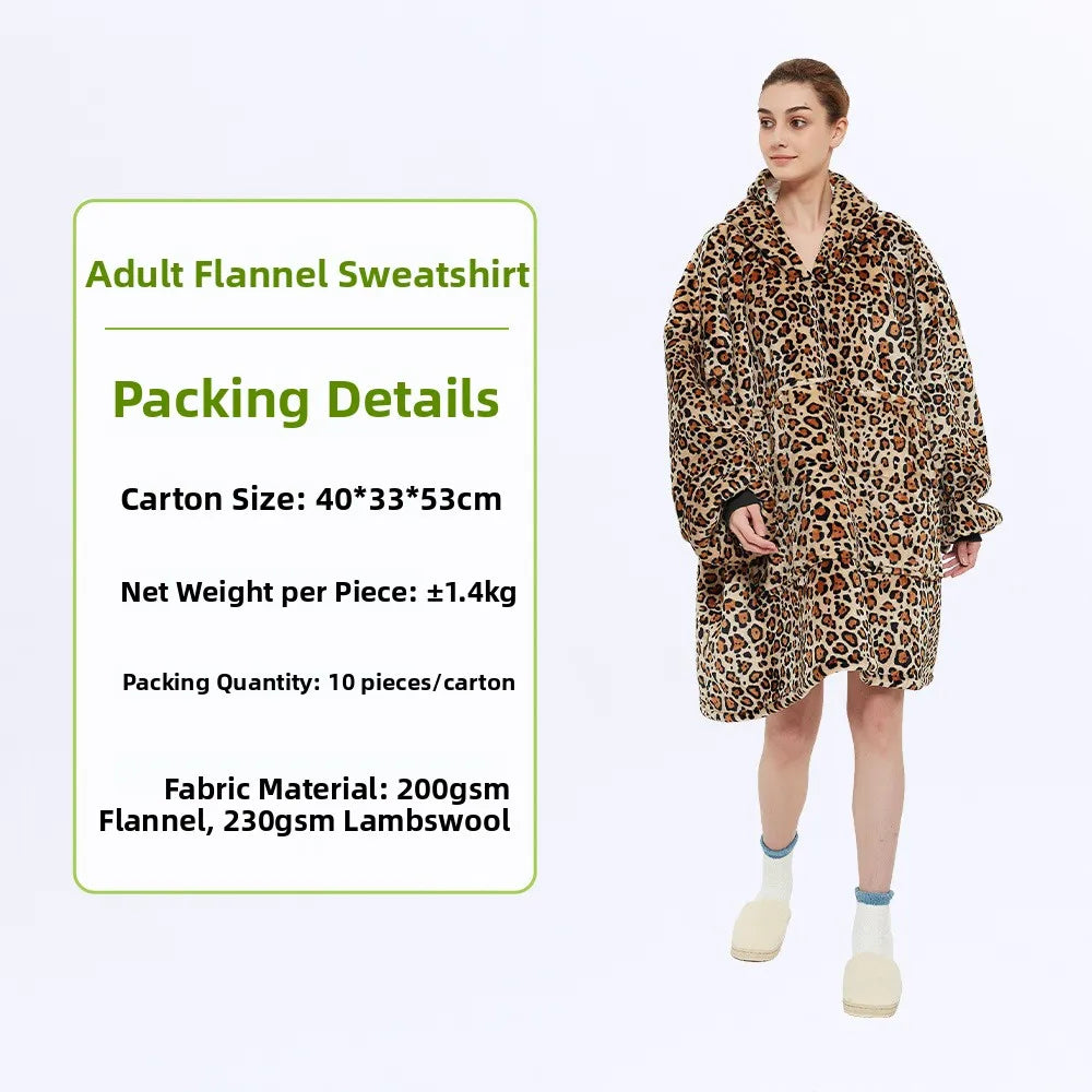 Oversized Double Layered Women's Hoodie Blanket Fd Thiened Winter Faion Casual Comfortable Fit Tee-acetate Fiber 00%