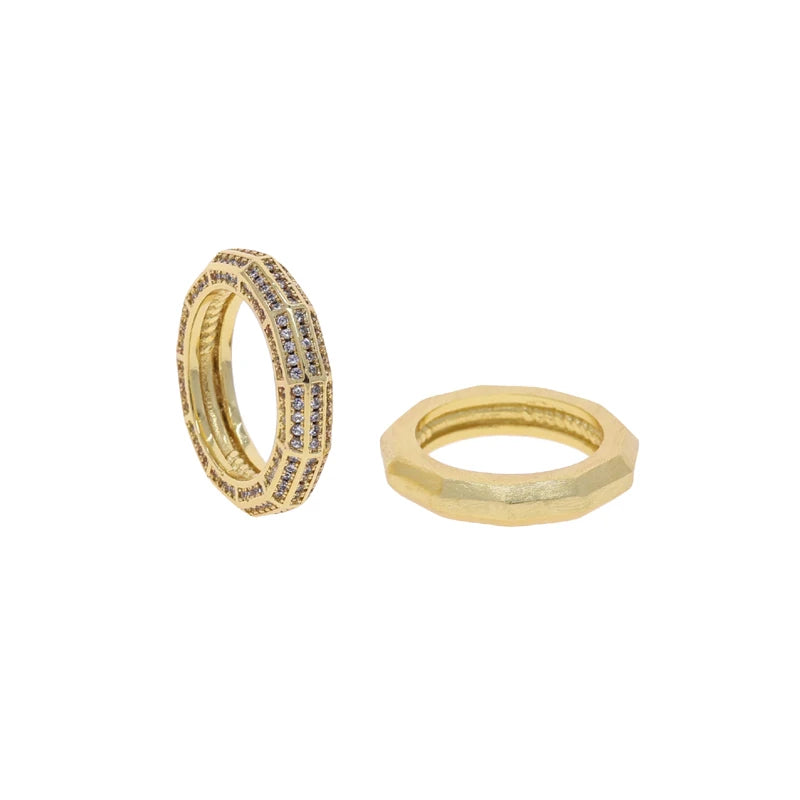 2025 New Chunky Gold Color Hex Matte Ring for Women Men Rope Connection Geometric Matte Fashion Trend Finger Jewelry