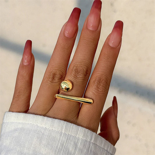 Hip-Hop Punk Gold Plated Chunky Geometric Rings for Women Statement Jewelry New e1613
