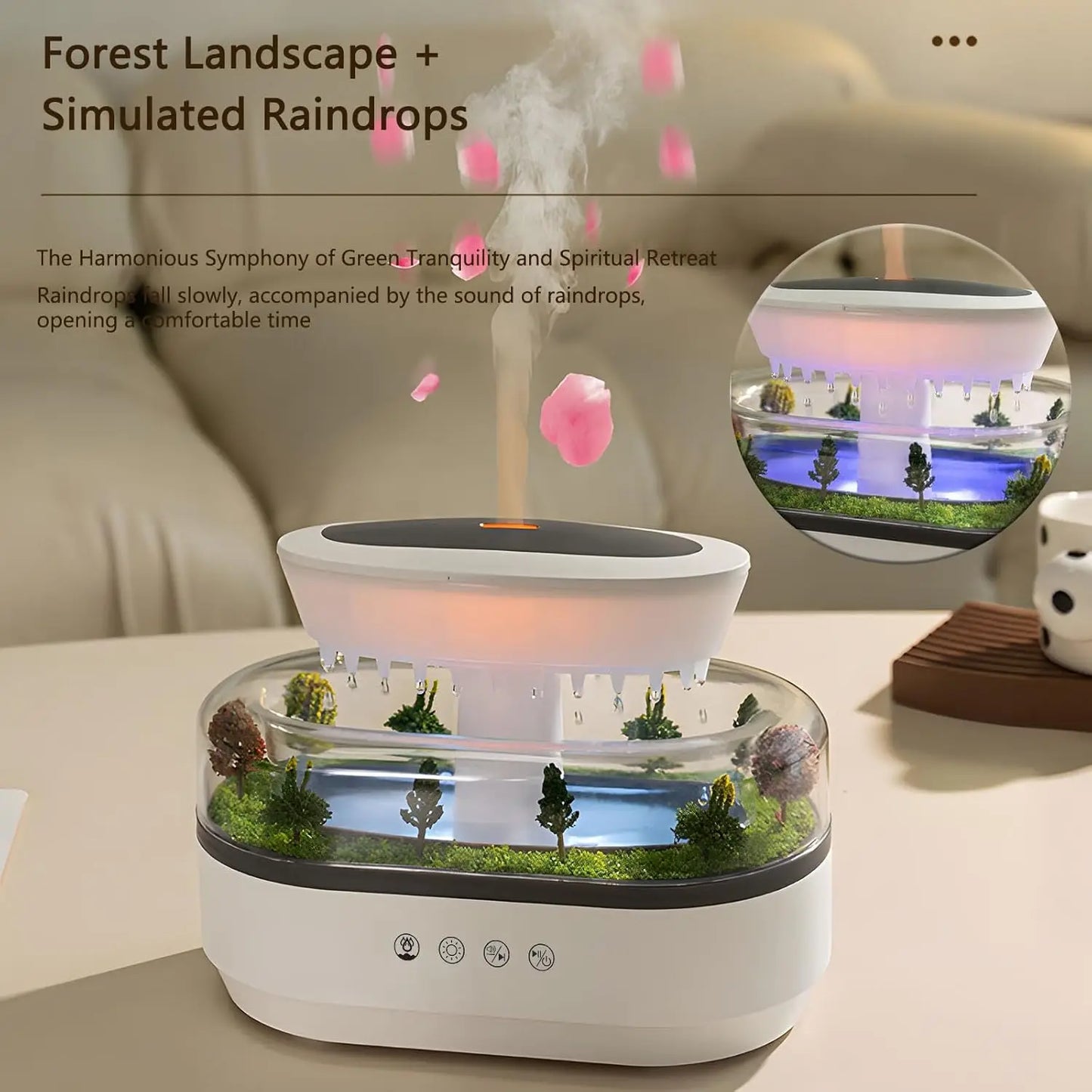 250ml Microlandscape Raindrop Essential Oil Aromatherapy Diffuser Colorful Light Ultrasonic Aroma Humidifier for Home Bedroom