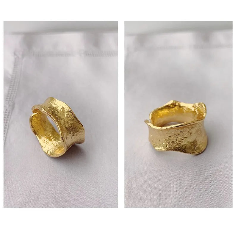 Chunky Gothic Big Bling Adjustable Gold Silver Color Rings For Women Ladies Luxury Irregular Geometric Jewelry Gifts SR2255