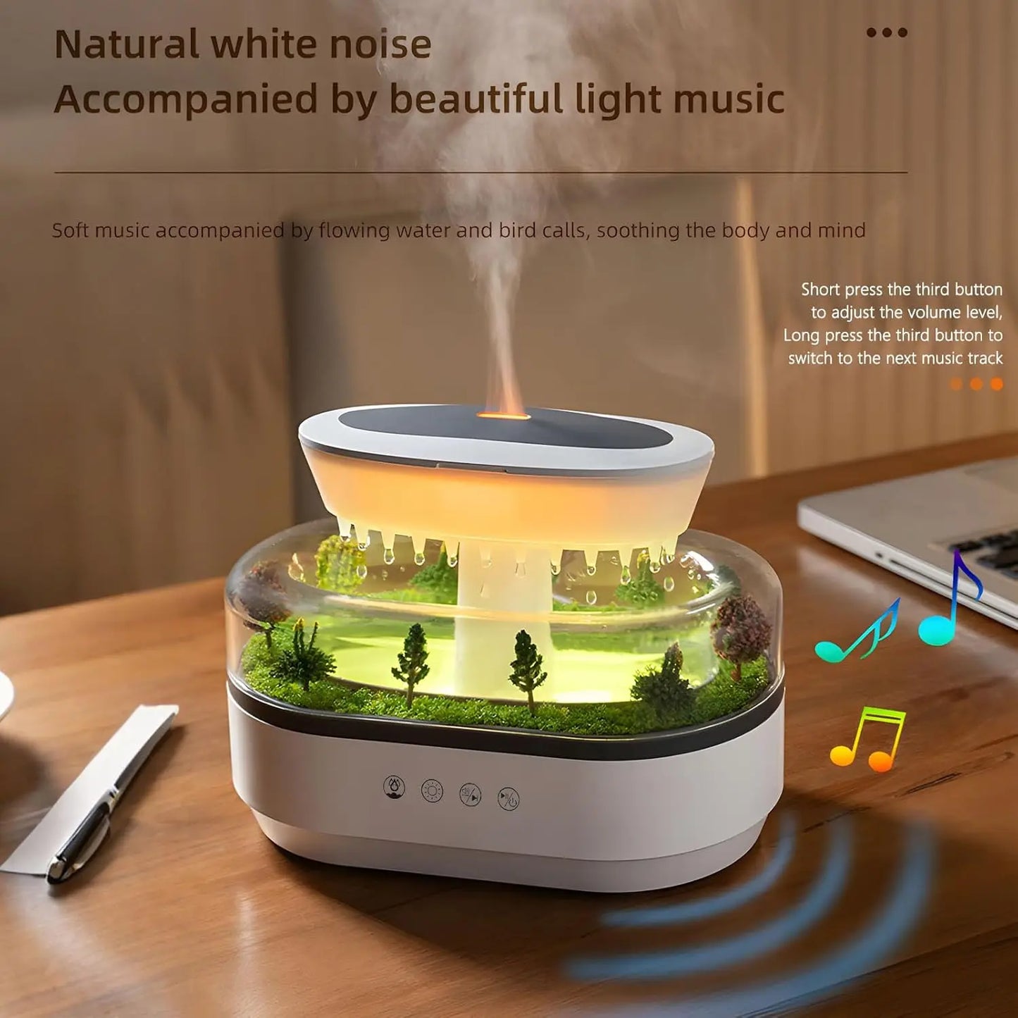 250ml Microlandscape Raindrop Essential Oil Aromatherapy Diffuser Colorful Light Ultrasonic Aroma Humidifier for Home Bedroom