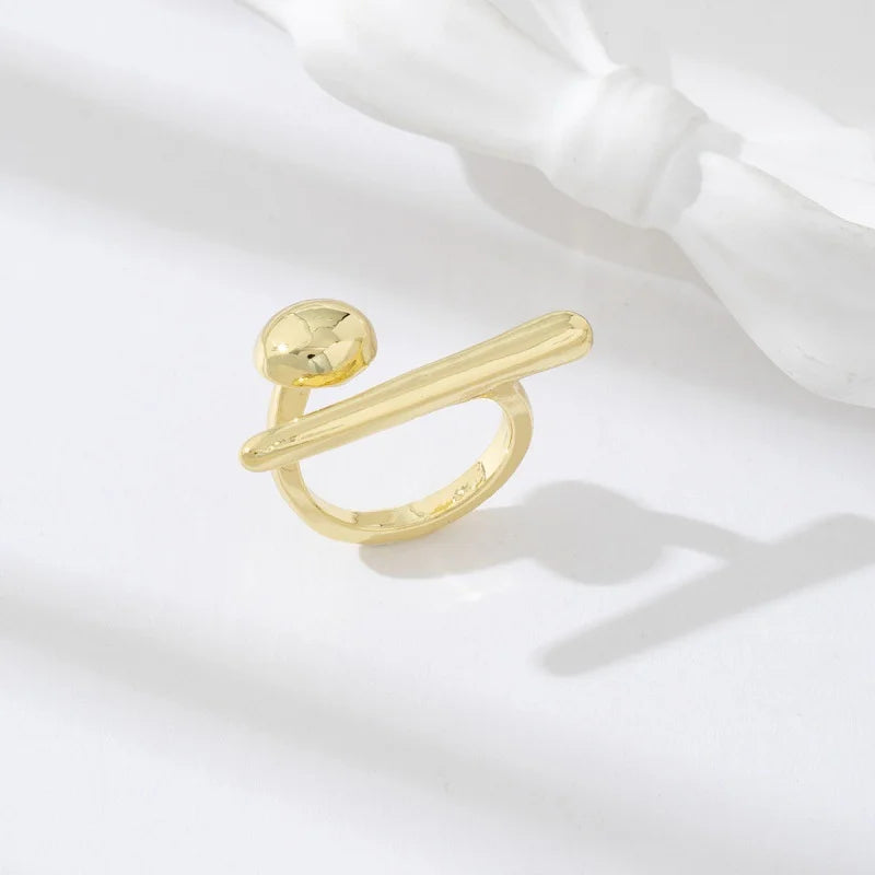 Hip-Hop Punk Gold Plated Chunky Geometric Rings for Women Statement Jewelry New e1613