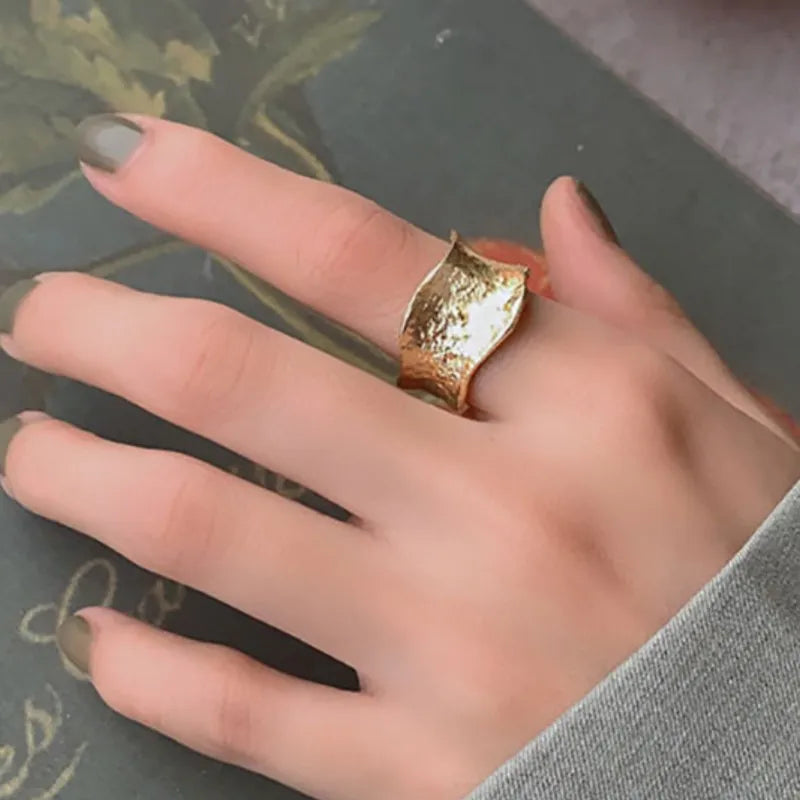 Chunky Gothic Big Bling Adjustable Gold Silver Color Rings For Women Ladies Luxury Irregular Geometric Jewelry Gifts SR2255