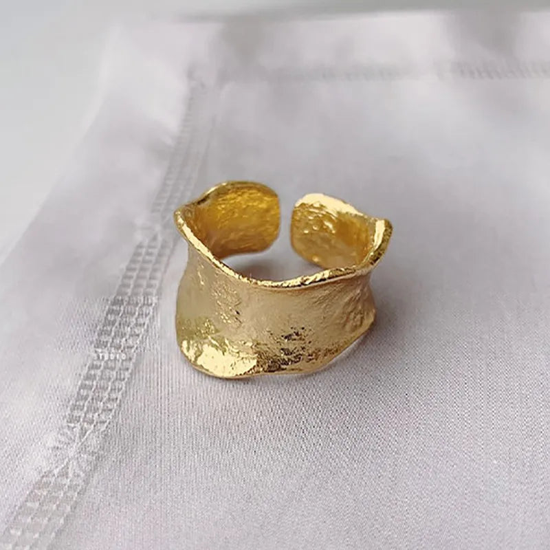 Chunky Gothic Big Bling Adjustable Gold Silver Color Rings For Women Ladies Luxury Irregular Geometric Jewelry Gifts SR2255