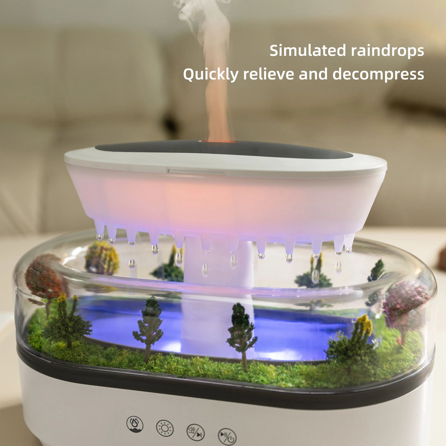 250ml Microlandscape Raindrop Essential Oil Aromatherapy Diffuser Colorful Light Ultrasonic Aroma Humidifier for Home Bedroom