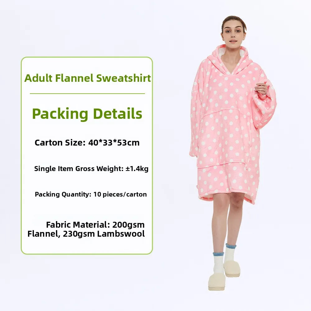 Oversized Double Layered Women's Hoodie Blanket Fd Thiened Winter Faion Casual Comfortable Fit Tee-acetate Fiber 00%