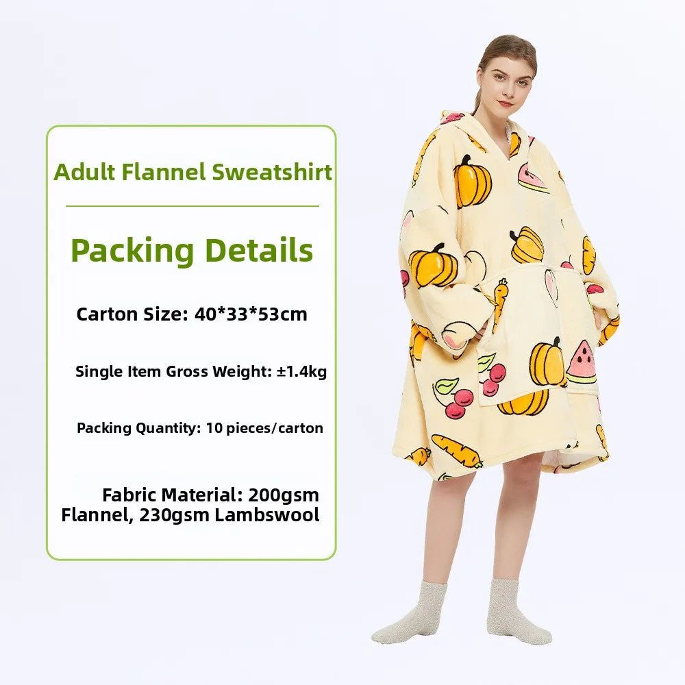 Oversized Double Layered Women's Hoodie Blanket Fd Thiened Winter Faion Casual Comfortable Fit Tee-acetate Fiber 00%