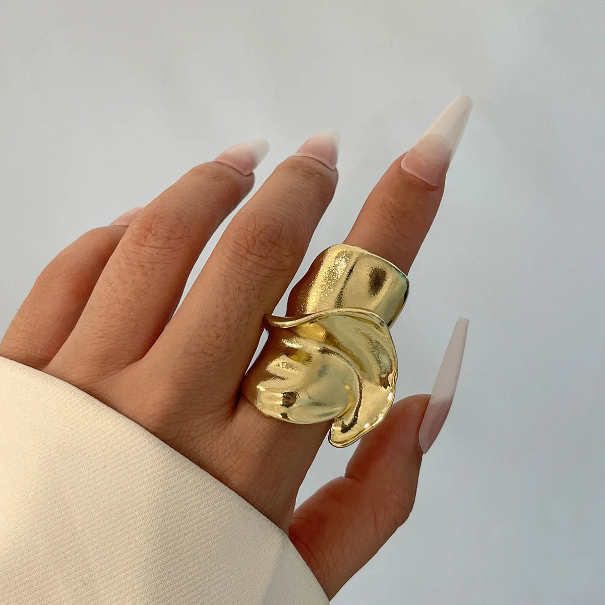 Gothic Punk Chunky Rings for Women Men Gold Color Irregular Hiphop Ring Female Male Party Finger Trendy Jewelry Gifts Кольца