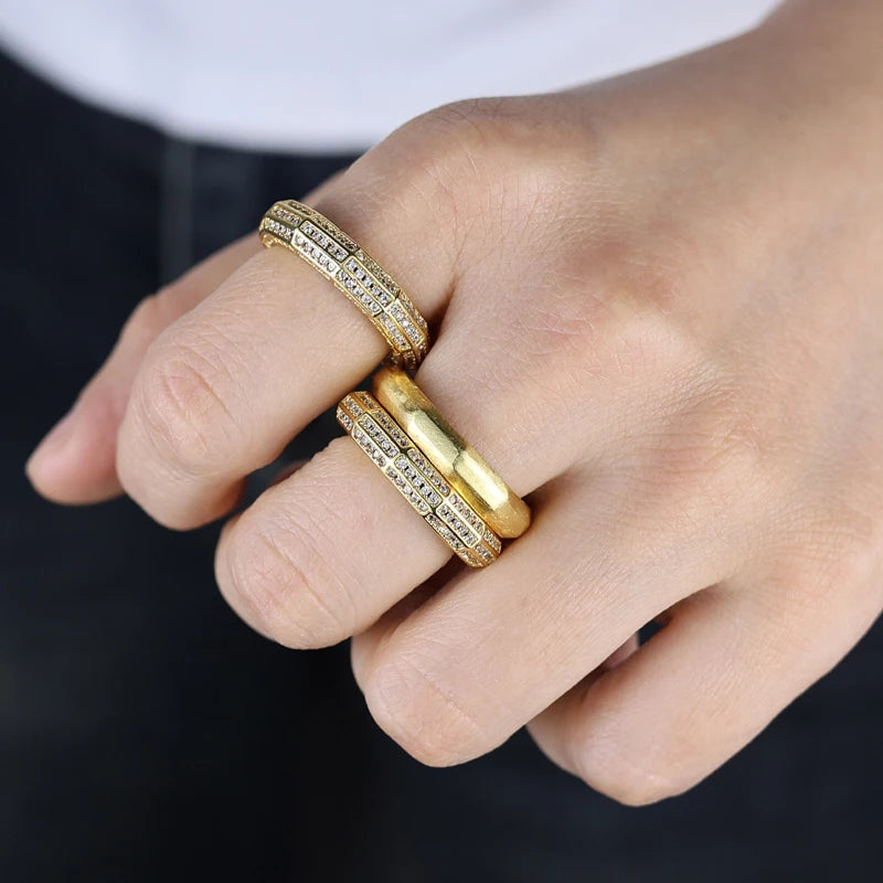 2025 New Chunky Gold Color Hex Matte Ring for Women Men Rope Connection Geometric Matte Fashion Trend Finger Jewelry