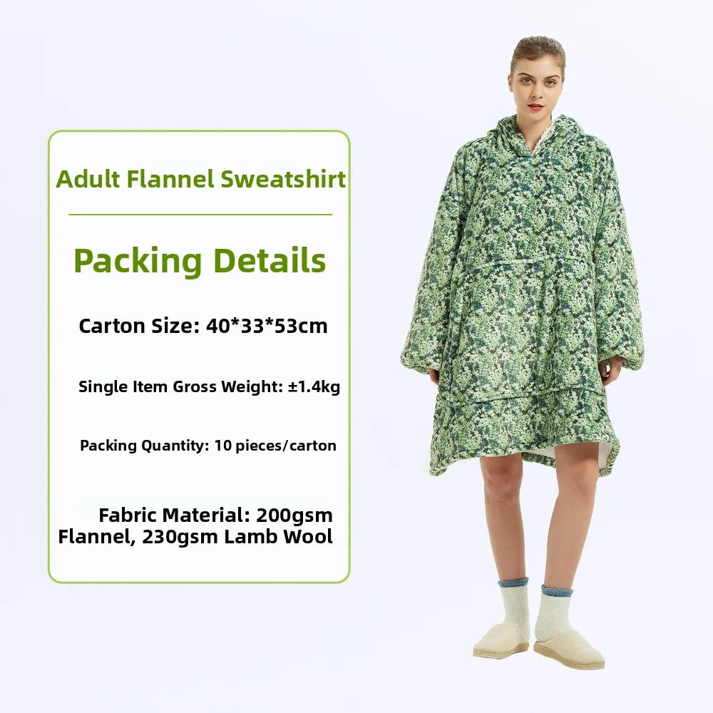 Oversized Double Layered Women's Hoodie Blanket Fd Thiened Winter Faion Casual Comfortable Fit Tee-acetate Fiber 00%