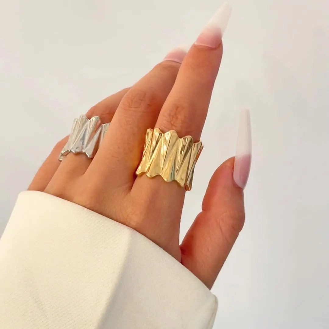 Gothic Punk Chunky Rings for Women Men Gold Color Irregular Hiphop Ring Female Male Party Finger Trendy Jewelry Gifts Кольца