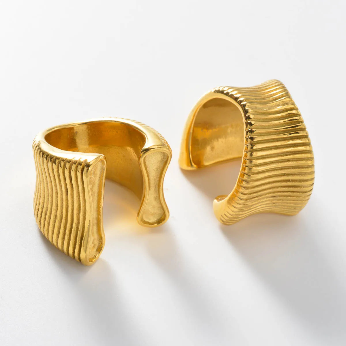 Chunky Gold Ring for Women 18K PVD Plated Oversized Open Cuff  Waterproof Fashion Statement Jewelry  Holiday Party Rings