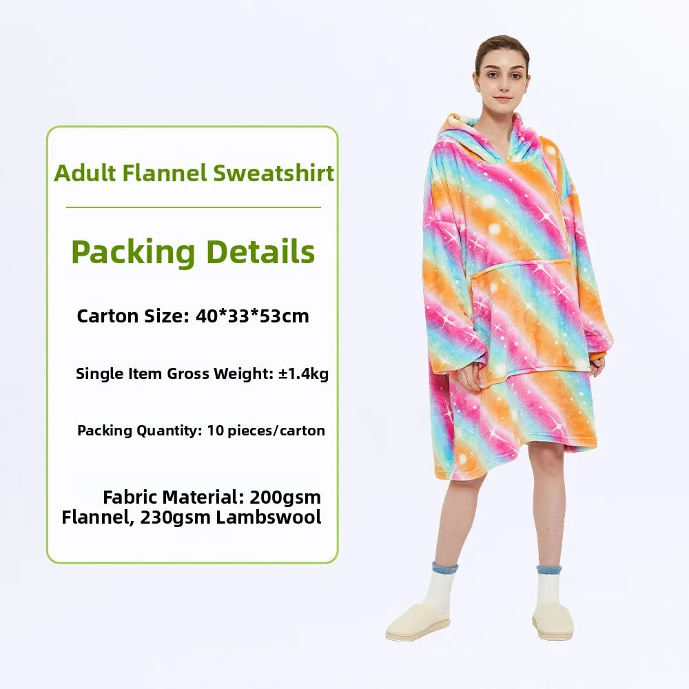 Oversized Double Layered Women's Hoodie Blanket Fd Thiened Winter Faion Casual Comfortable Fit Tee-acetate Fiber 00%