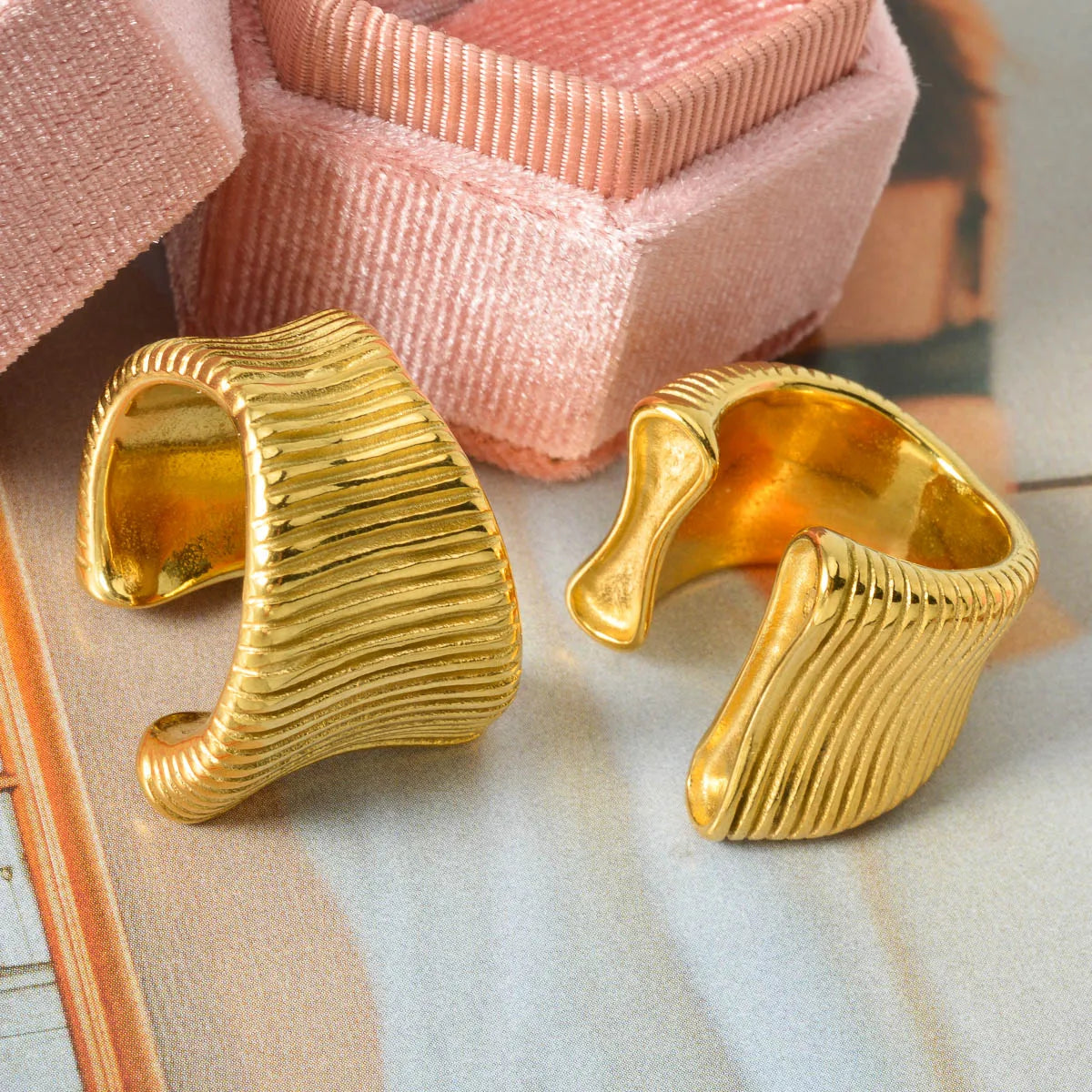 Chunky Gold Ring for Women 18K PVD Plated Oversized Open Cuff  Waterproof Fashion Statement Jewelry  Holiday Party Rings