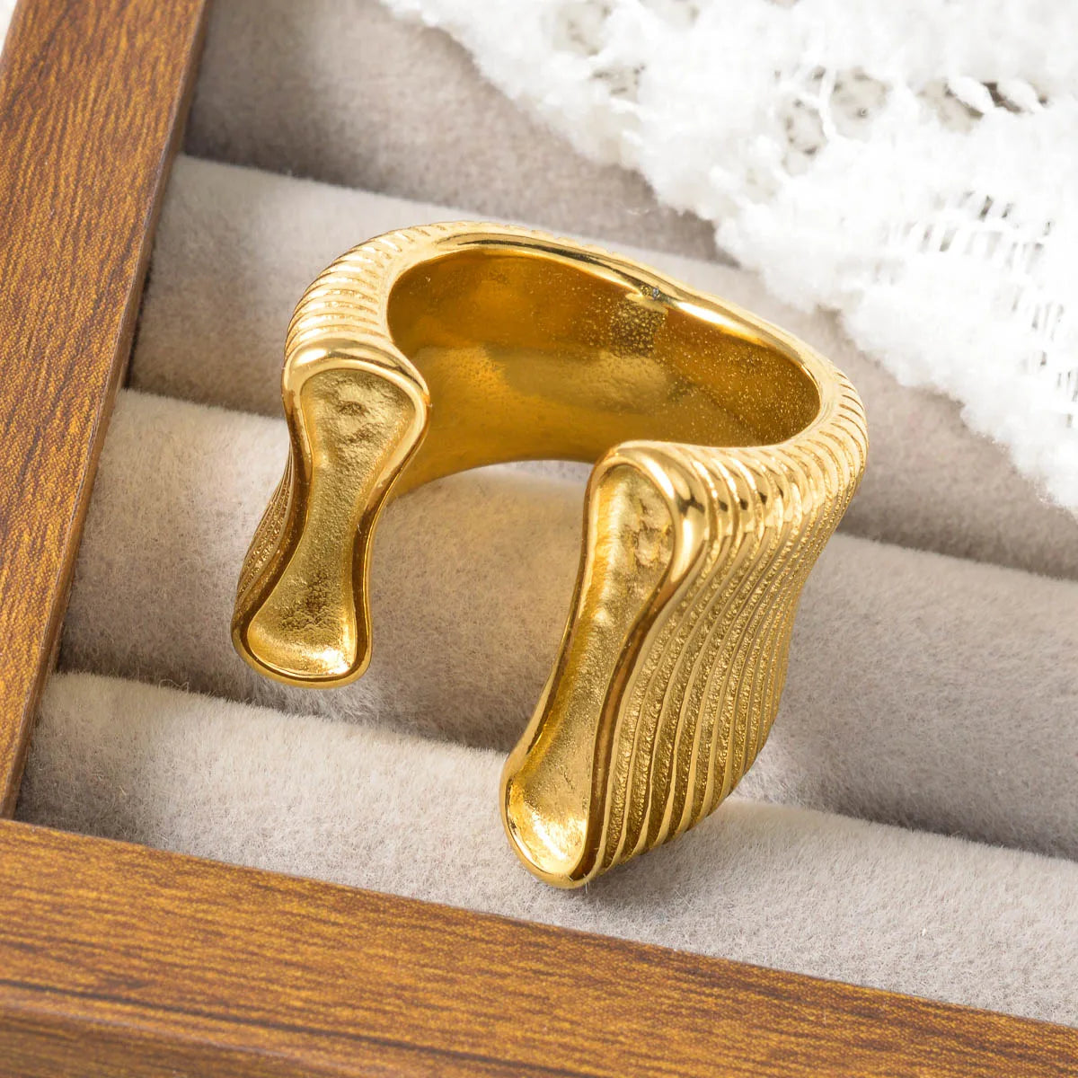 Chunky Gold Ring for Women 18K PVD Plated Oversized Open Cuff  Waterproof Fashion Statement Jewelry  Holiday Party Rings