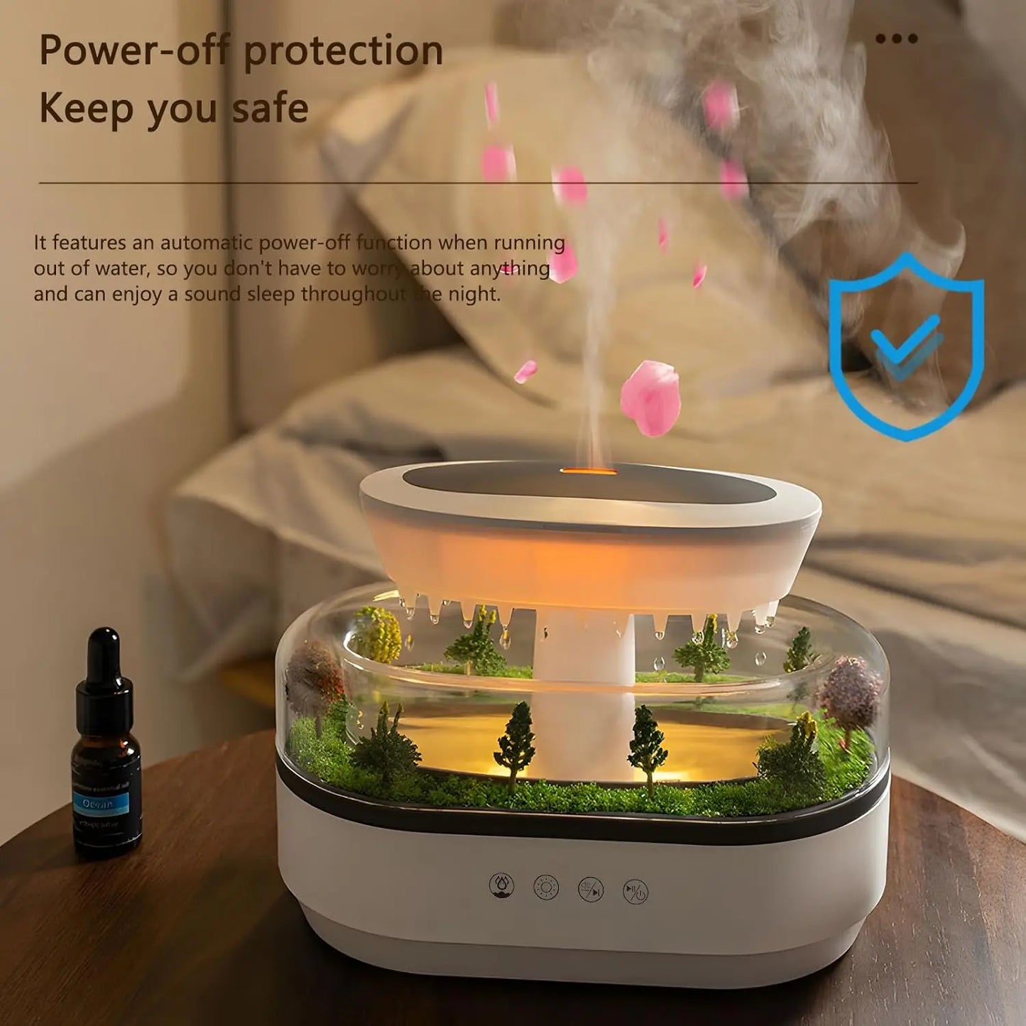 250ml Microlandscape Raindrop Essential Oil Aromatherapy Diffuser Colorful Light Ultrasonic Aroma Humidifier for Home Bedroom