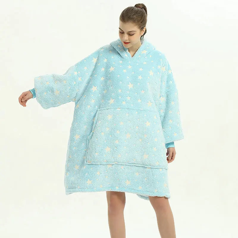 Oversized Double Layered Women's Hoodie Blanket Fd Thiened Winter Faion Casual Comfortable Fit Tee-acetate Fiber 00%