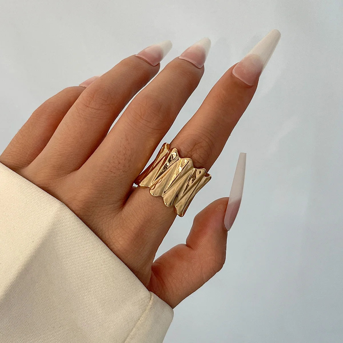 Gothic Punk Chunky Rings for Women Men Gold Color Irregular Hiphop Ring Female Male Party Finger Trendy Jewelry Gifts Кольца