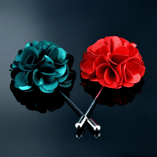 Handmade Men's Brooches Floral Lapel Pin for Men Suit Long Neddle Fabric Flower Brooch Pins for Wedding Fashion Mens Jewelry