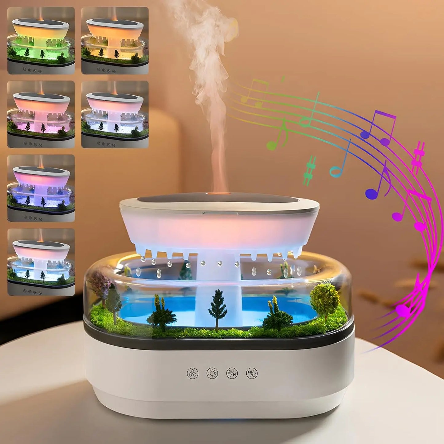 250ml Microlandscape Raindrop Essential Oil Aromatherapy Diffuser Colorful Light Ultrasonic Aroma Humidifier for Home Bedroom