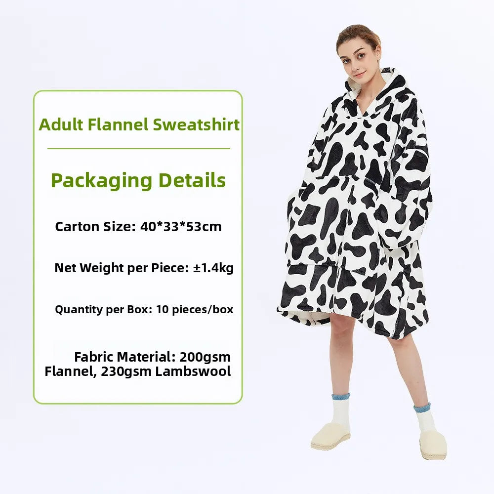 Oversized Double Layered Women's Hoodie Blanket Fd Thiened Winter Faion Casual Comfortable Fit Tee-acetate Fiber 00%