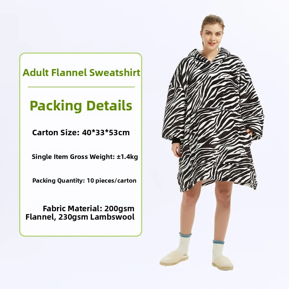 Oversized Double Layered Women's Hoodie Blanket Fd Thiened Winter Faion Casual Comfortable Fit Tee-acetate Fiber 00%