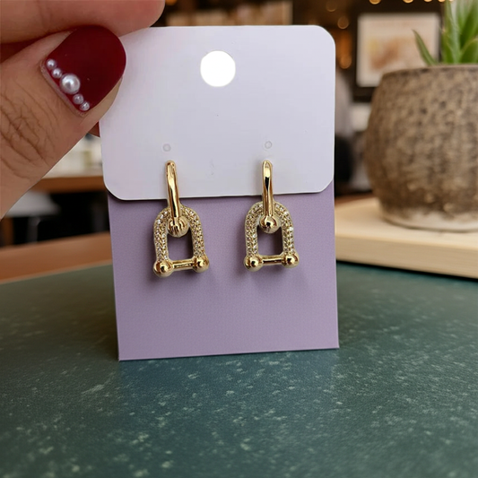 Punk Gold Color Geometric Dangle Earrings For Women Korean Style Crystal Chunky Earrings Pendientes Femme Party Jewelry Gift